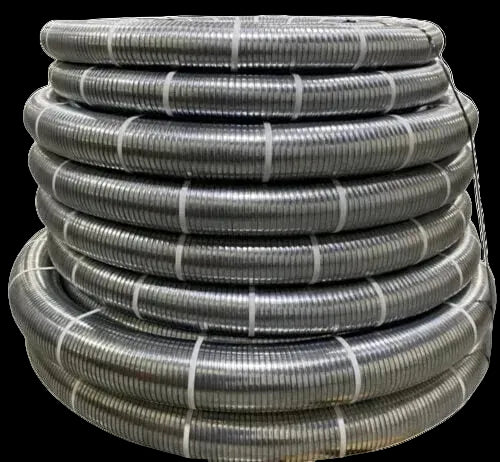 Coiled metal pipe on a transparent background